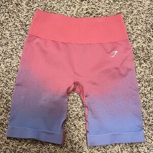 S | Gymshark Adapt Ombre Seamless Cycling Shorts - Rose Pink/Light Blue